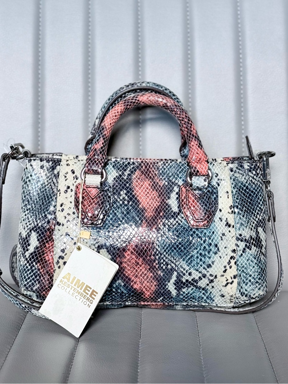 Aimee Kestenberg Python Snake-Print Leather Satchel